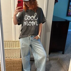 New Cool Mom Graphic Tee - Dark Gray Long Sleeve